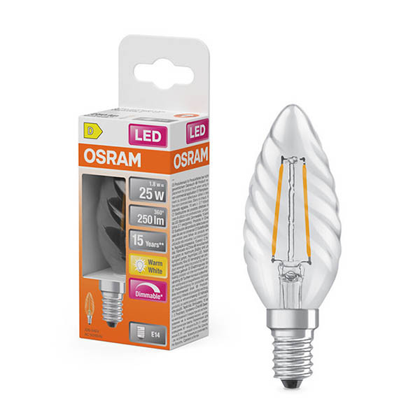 LED lampa E14 dimbar | B35 klar | 2700K | 1,8W (25W) [Osram] 123ink.se